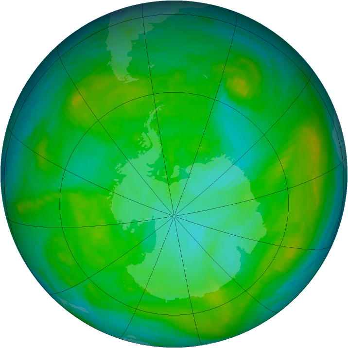 Antarctic ozone map for 16 January 1981